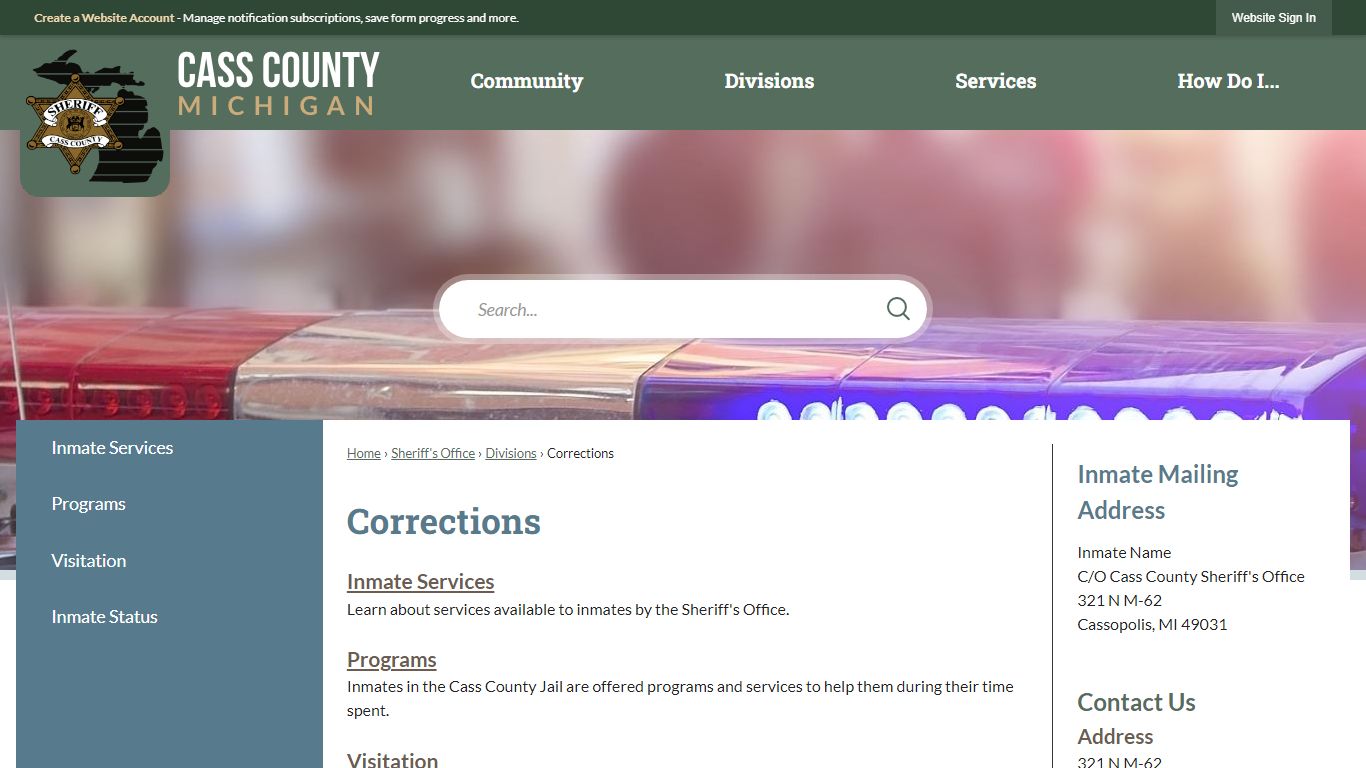 Corrections | Cass County, MI